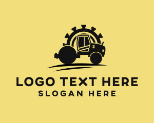 Industrial - Construction Double Drum Roller Machinery logo design