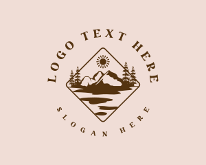 Hill - River Hike Mountain logo design