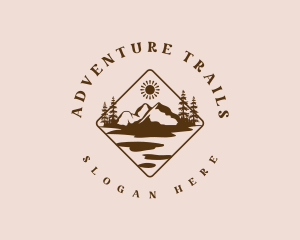 River Hike Mountain logo design