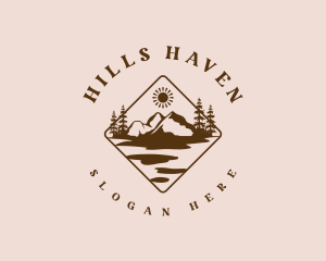 River Hike Mountain logo design