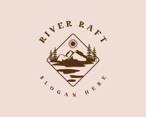 River Hike Mountain logo design