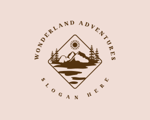 River Hike Mountain logo design