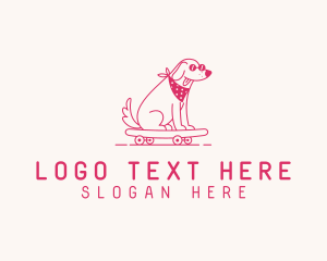 Kennel - Cute Skateboarding Dog logo design