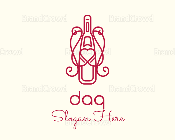 Red Heart Wine Bottle Logo