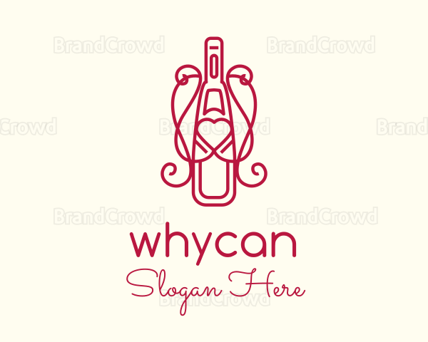 Red Heart Wine Bottle Logo