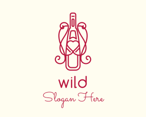 Red Heart Wine Bottle Logo