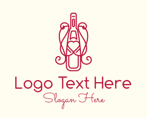 Red Heart Wine Bottle Logo