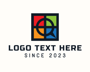 Speech Bubble - Multicolor Window Letter Q logo design