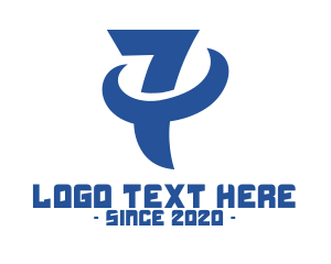 Hairdo - Blue Swoosh Number 7 logo design