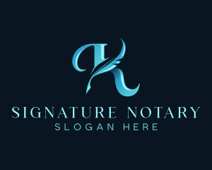 Notary - Notary Plume Letter K logo design