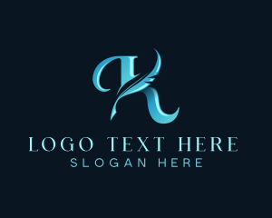 Writer - Notary Plume Letter K logo design