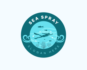 Scuba Diver Snorkeling logo design