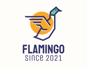 Zoology - Outline Flying Duck logo design