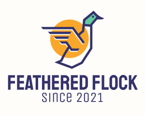 Geese - Outline Flying Duck logo design