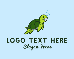 Sea Creature - Smiling Sea Turtle logo design