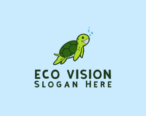 Smiling Sea Turtle logo design