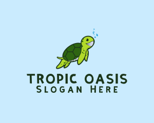 Smiling Sea Turtle logo design