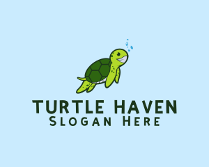 Smiling Sea Turtle logo design