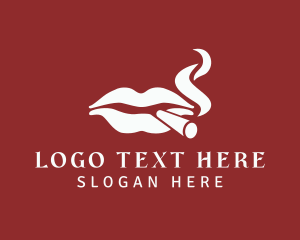 Nicotine - Smoking Lady Lips logo design