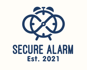 Alarm - Blue Infinity Clock logo design