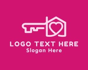 Heart - Real Estate House Key logo design