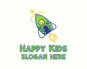 Doodle Space Rocket Kid logo design