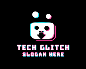 Glitch - Arrow Glitch DJ logo design