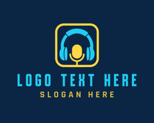 Broadcast - Microphone Podcast Headphone logo design