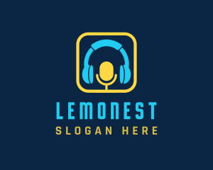 Vocalist - Microphone Podcast Headphone logo design