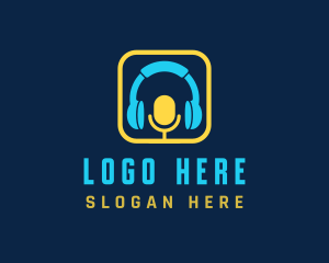 Media - Microphone Podcast Headphone logo design