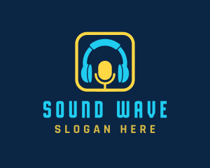Headphone - Microphone Podcast Headphone logo design