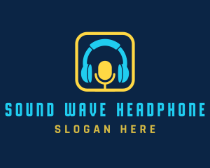 Headphone - Microphone Podcast Headphone logo design