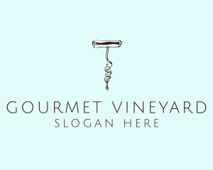 Wine Corkscrew Bar logo design