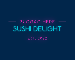 Sushi Bar - Fun Party Neon Wordmark logo design