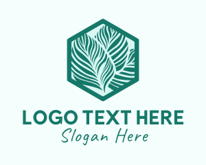 Plant - Hexagon Silhouette Leaves logo design