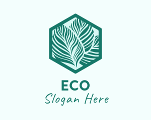 Hexagon Silhouette Leaves Logo