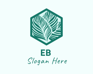 Natural - Hexagon Silhouette Leaves logo design