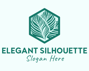 Hexagon Silhouette Leaves logo design