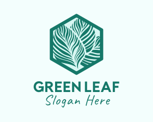 Hexagon Silhouette Leaves logo design