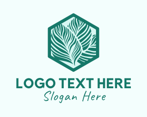 Green - Hexagon Silhouette Leaves logo design