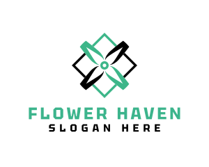 Flower Shape Windmill logo design