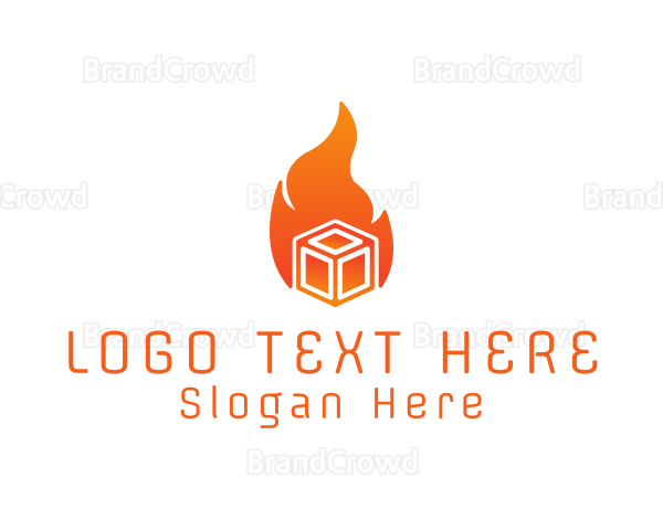 Flame Fire Box Cube Logo