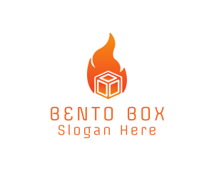 Flame Fire Box Cube logo design