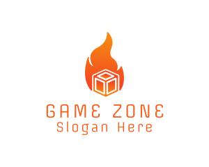 Flame Fire Box Cube logo design