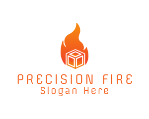 Flame Fire Box Cube logo design