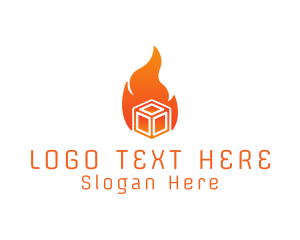 Burn - Flame Fire Box Cube logo design