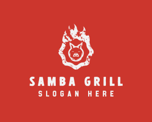 Grill BBQ Flame logo design