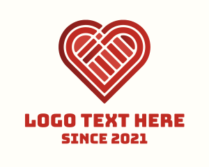 Online Relationship - Valentine Heart Blocks logo design