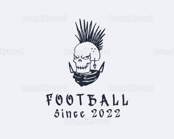 Punk Mohawk Skull Graffiti Logo