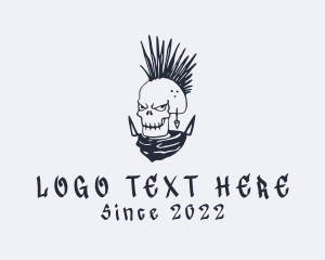 Horror - Punk Mohawk Skull Graffiti logo design